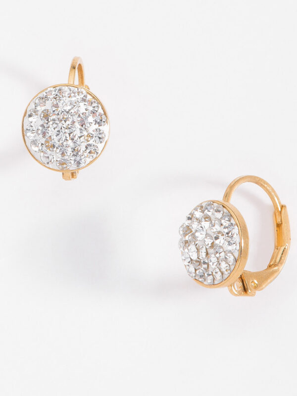 302853-O-00-CS Aretes en baño de oro con piedra cristal