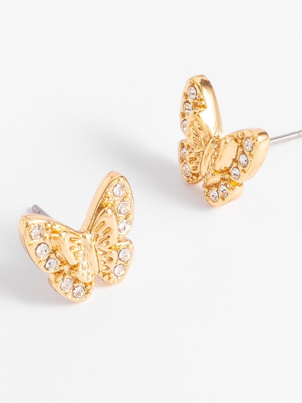 308029-O-00-CS Aretes tipo broquel con forma de mariposa
