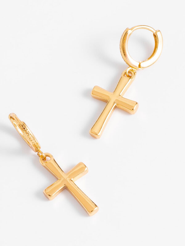 308226-O-00-SP Aretes mediano baño oro 18k mujer con cruz colgante