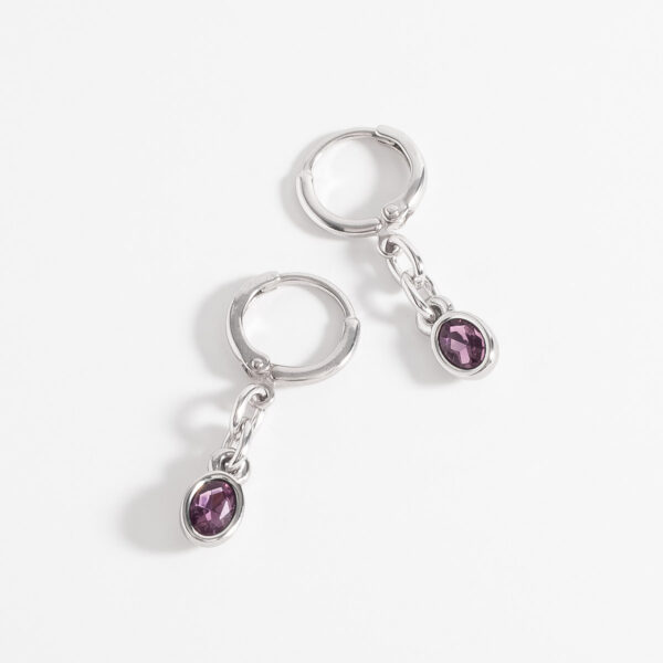 Aretes de piedra Amatista en baño de platino