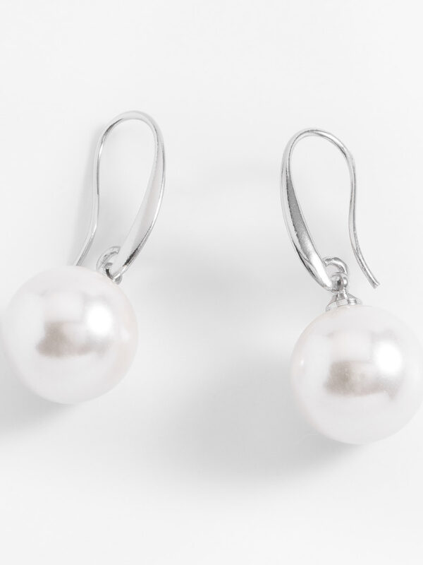 308366-BB-00-CR Pendientes de perlas cream con baño de platino elegante