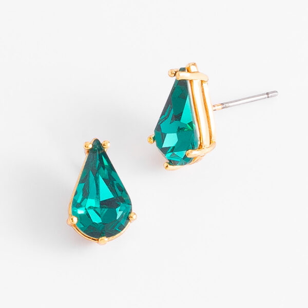 Aretes botón mujer en baño de oro estilo esmeralda