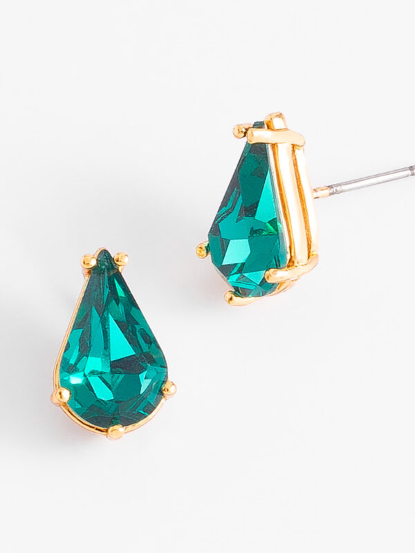 Aretes botón mujer en baño de oro estilo esmeralda
