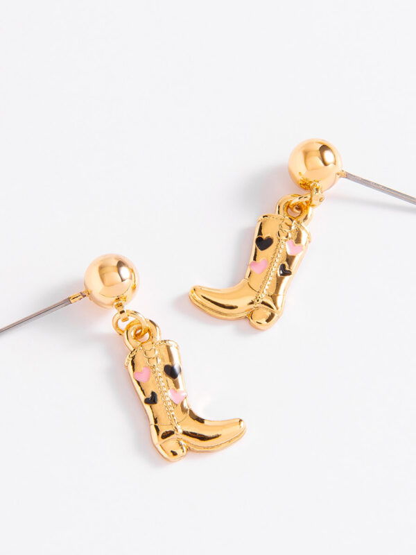 308867-O-00-NG Aretes modernos botas vaqueras baño de oro 18k y esmalte