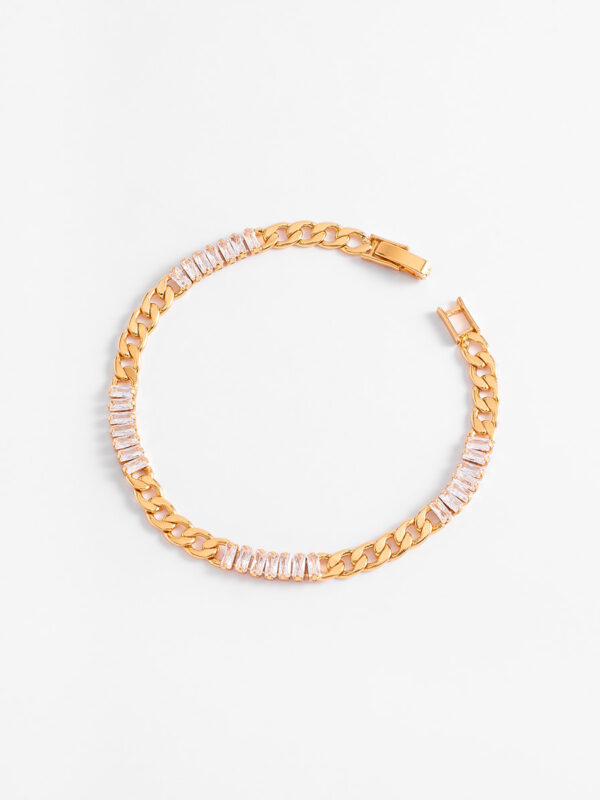 65873-O-19-CS Pulsera de cadena en baño de oro con piedra Diamonice®