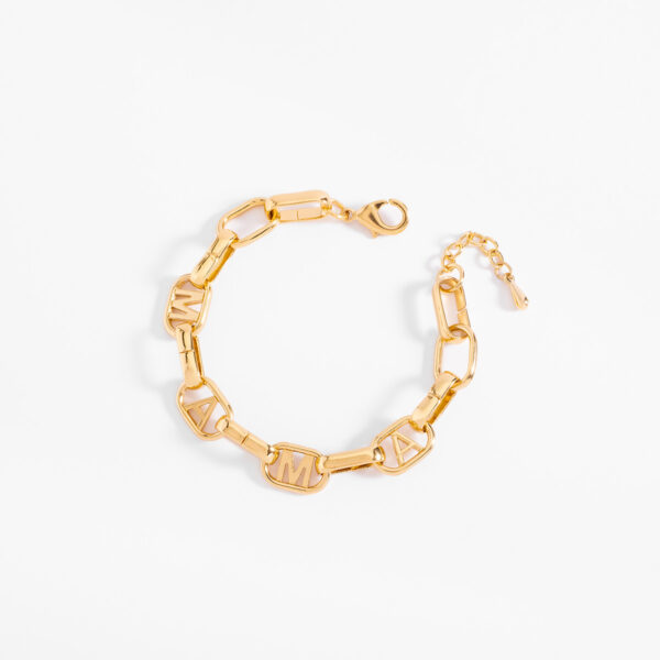 Pulsera con eslabones y letras mama en baño de oro