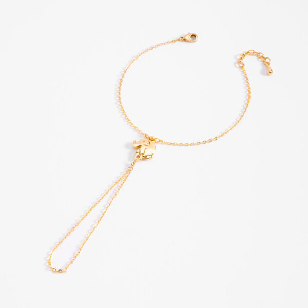 Pulsera en baño de oro con dije de elefante y doble cadena