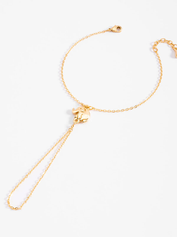66054-O-20-SP Pulsera en baño de oro con dije de elefante y doble cadena