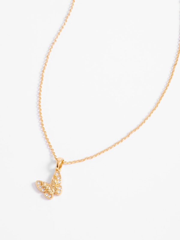 700503-O-52-CS Collar con dije de mariposa y cristales
