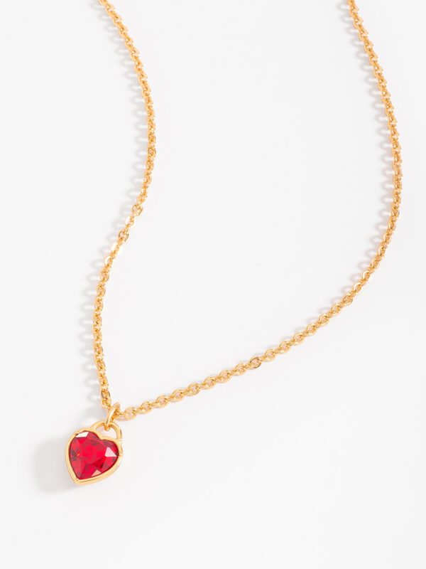 700514-O-55-SI Collar con dije de corazon en baño de oro 45 cm