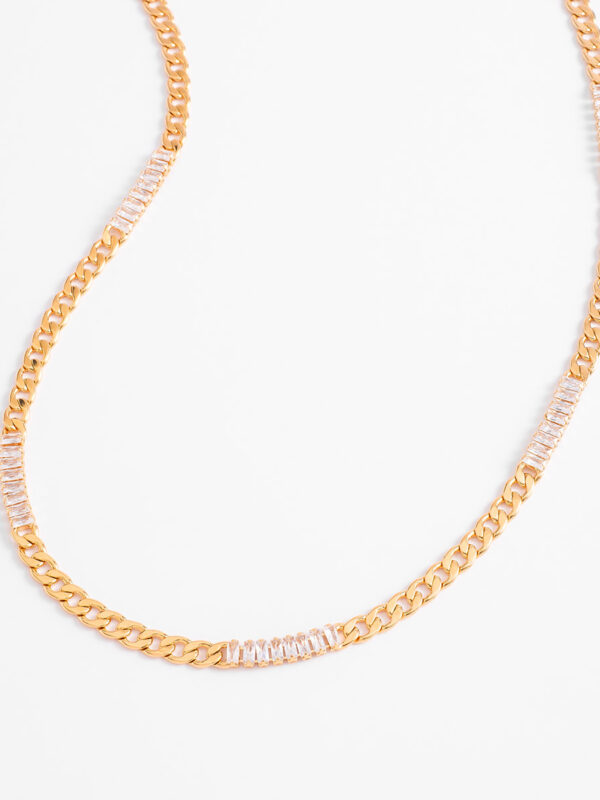 700938-O-47-CS Collar de cadena en baño de oro con piedra Diamonice®