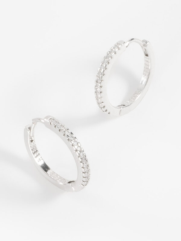 925107L Aretes en baño de rodio aros piedras toque brillante